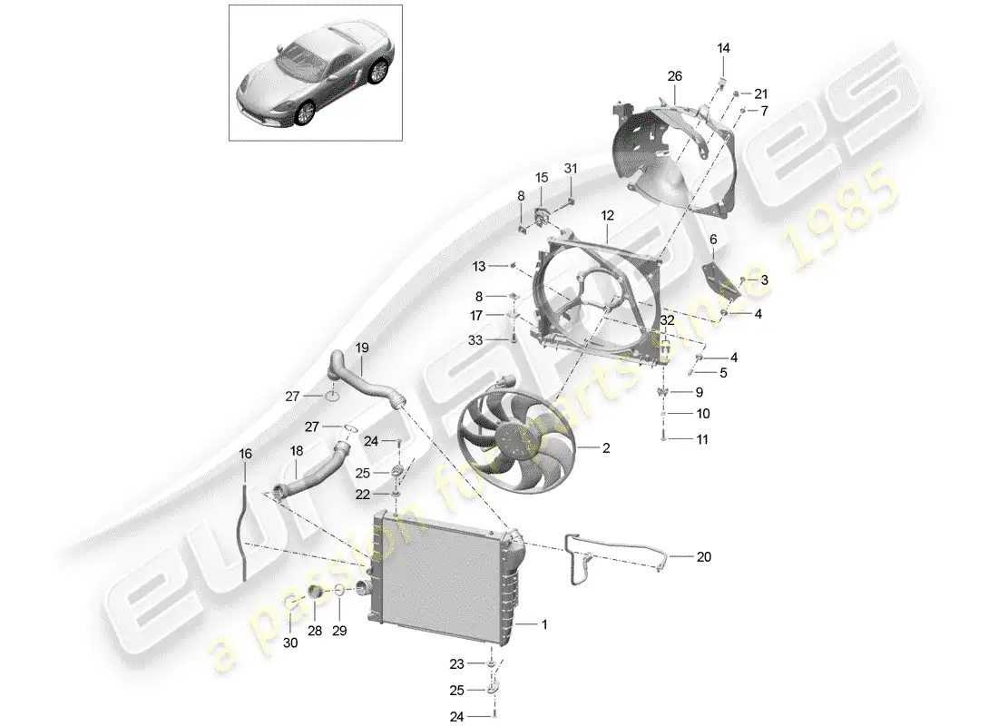 porsche 2017 (718 boxster) water cooling parts diagram