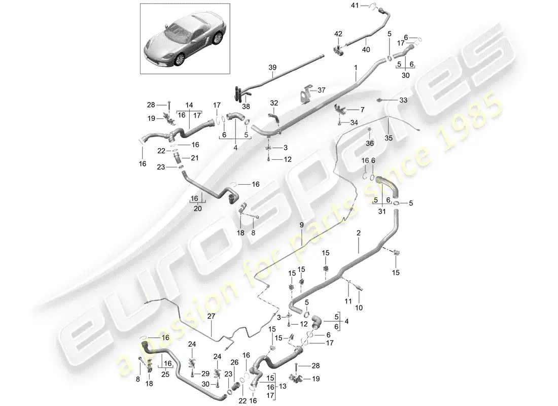 porsche 2017 (718 boxster) water cooling parts diagram