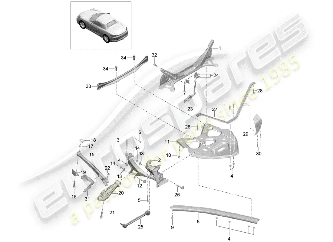porsche 2017 (718 boxster) rear axle parts diagram