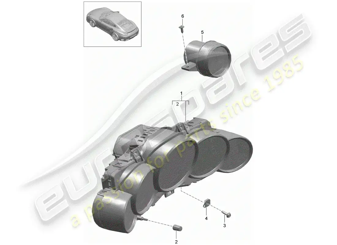 porsche 2020 (991-2 turbo) instrument cluster parts diagram