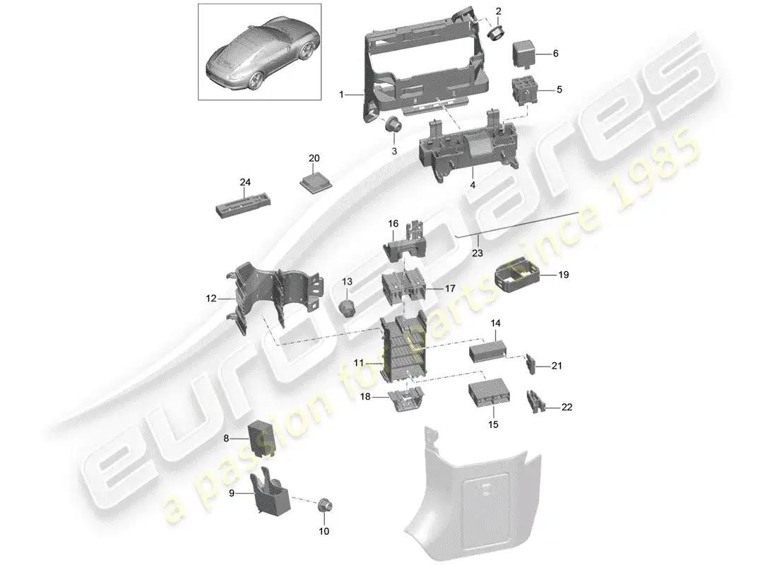 porsche 2013 (991-1) fuse box/relay plate parts diagram