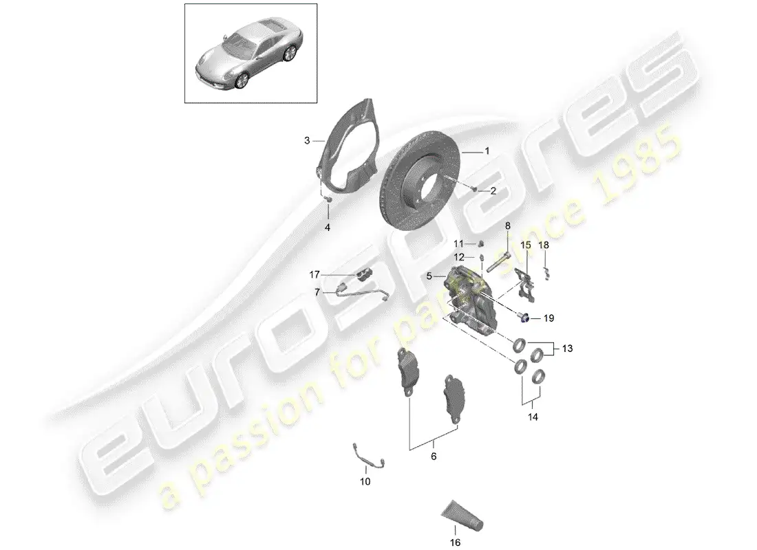 porsche 2015 (991-1) disc brakes parts diagram