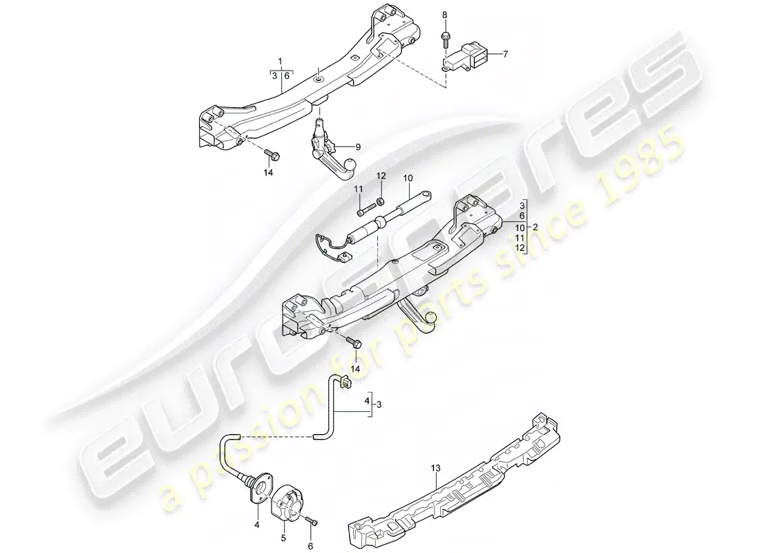 porsche 2009 (cayenne e1 9pa) tow hitch part diagram