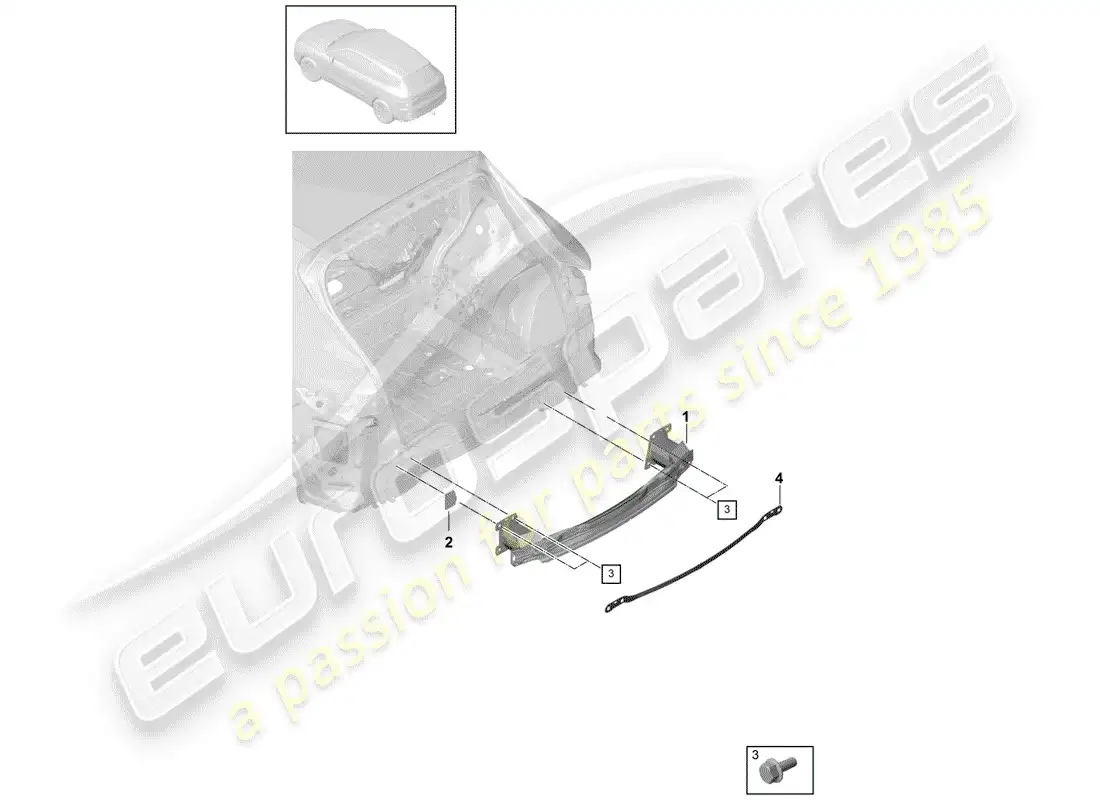 porsche 2020 (cayenne e3 9ya/9yb) bumper bracket part diagram