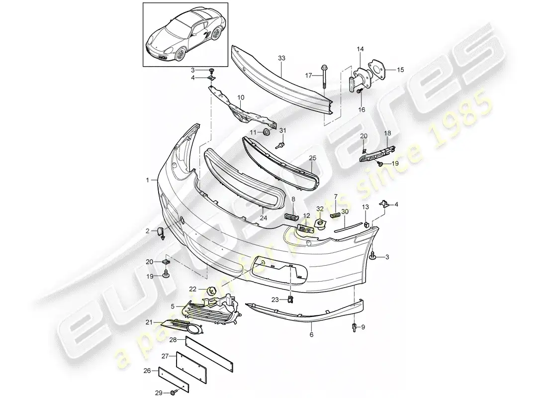 porsche 2010 (987 cayman) bumper parts diagram