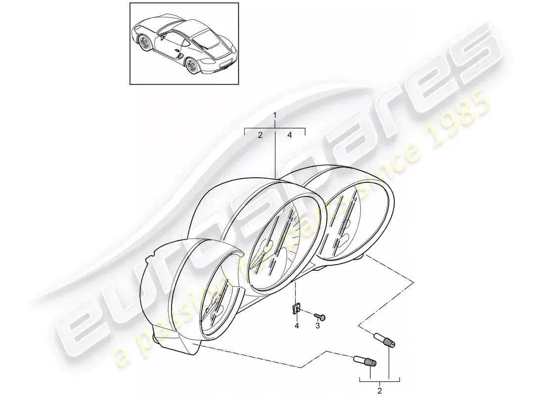 porsche 2011 (987 cayman) instruments parts diagram