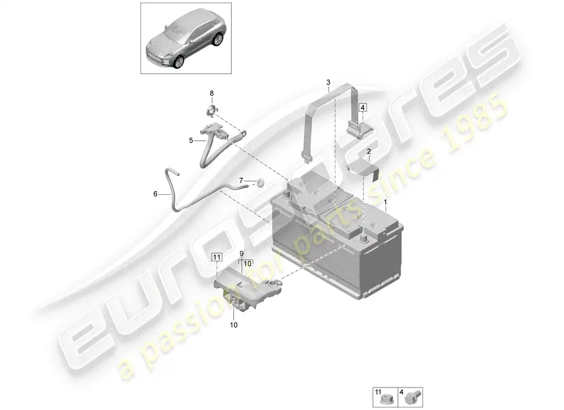 porsche 2019 (macan) battery parts diagram