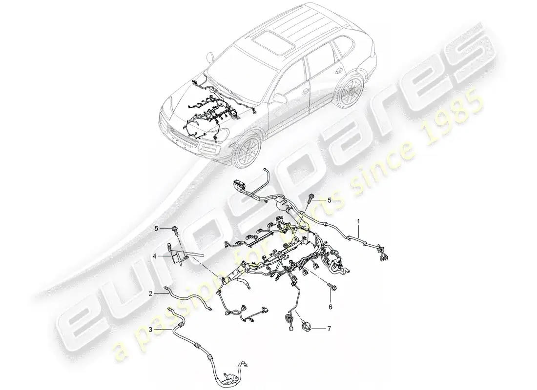 porsche 2009 (cayenne e1 9pa) wiring harnesses part diagram