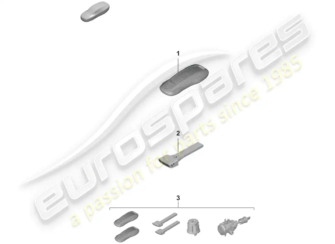 porsche 2020 (992-1) handheld transmitter parts diagram