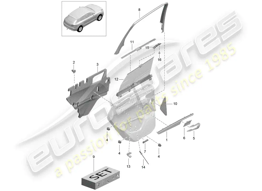 porsche 2014 (macan) accessories parts diagram