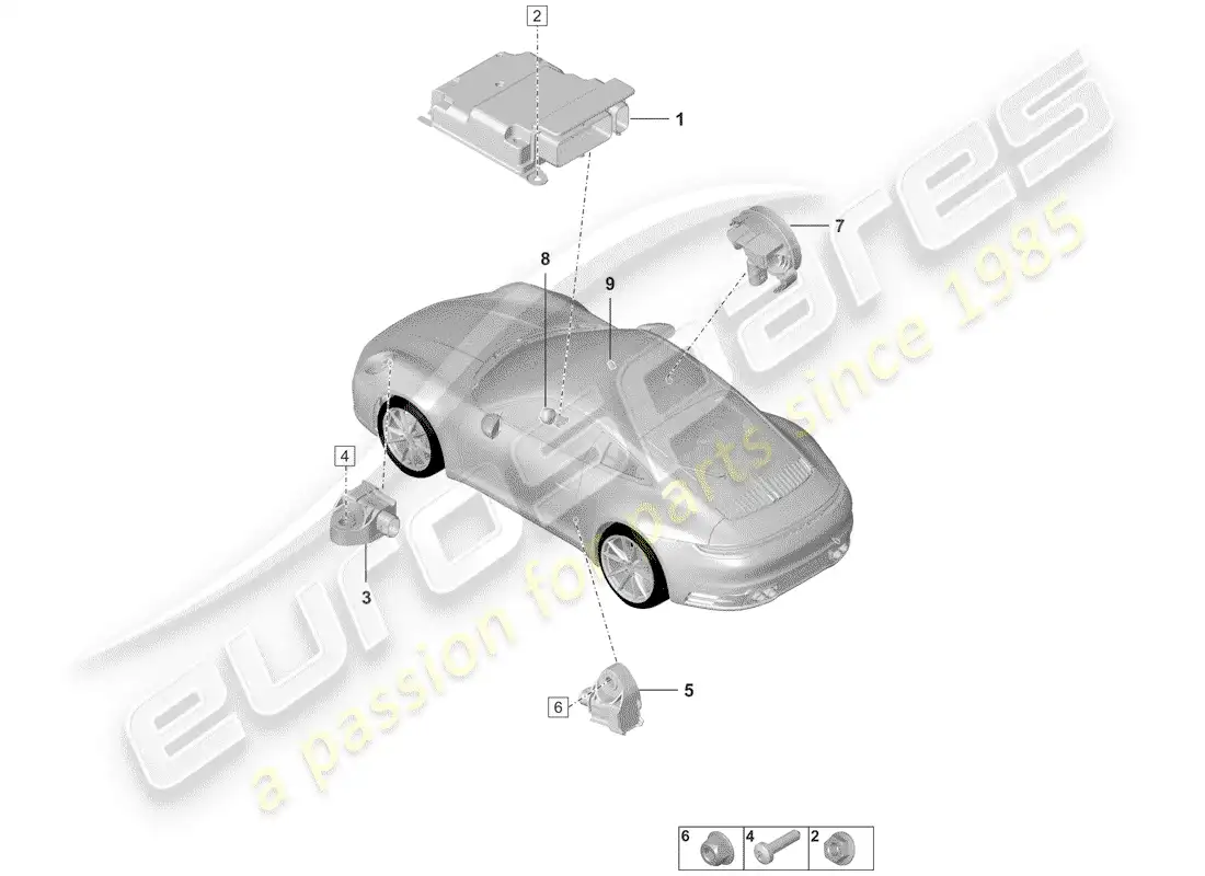 porsche 2020 (992-1) air bag control module parts diagram