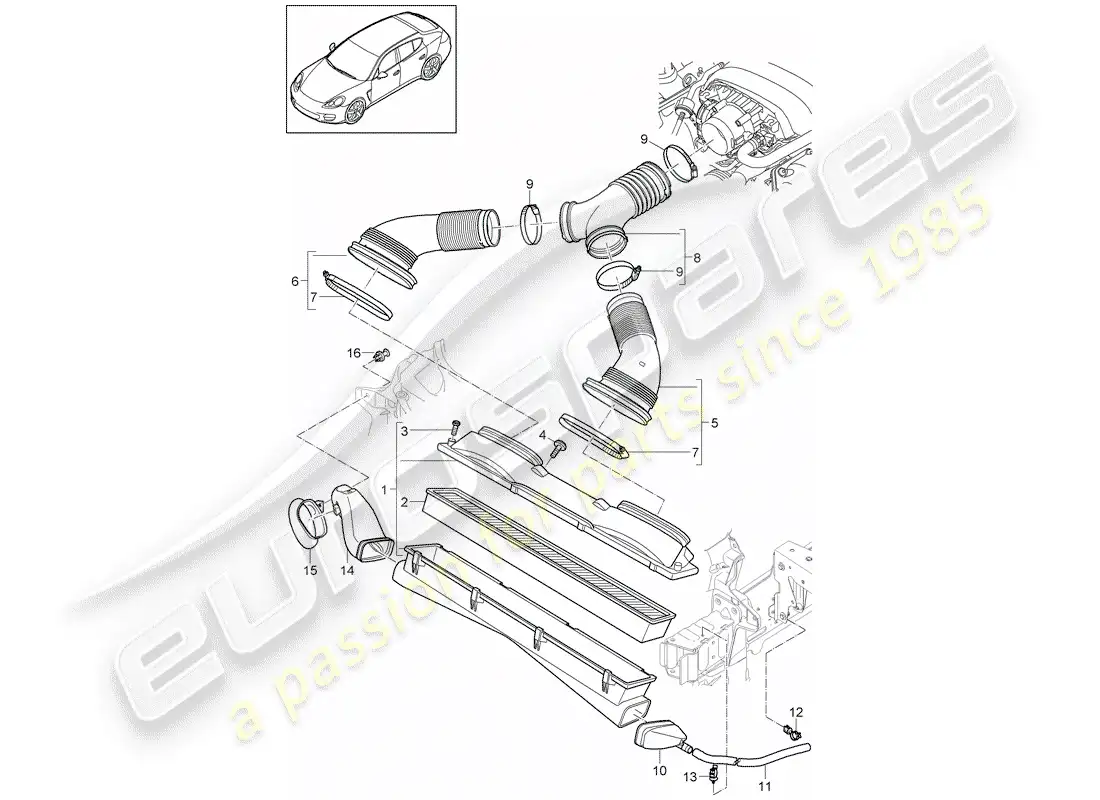 porsche 2010 (panamera 970) air cleaner system parts diagram