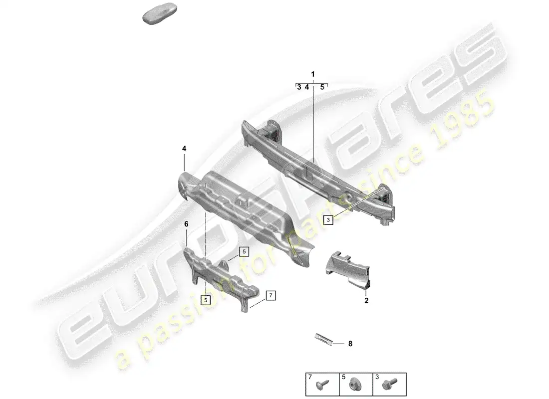 porsche 2020 (718 boxster spyder) bumper bracket parts diagram