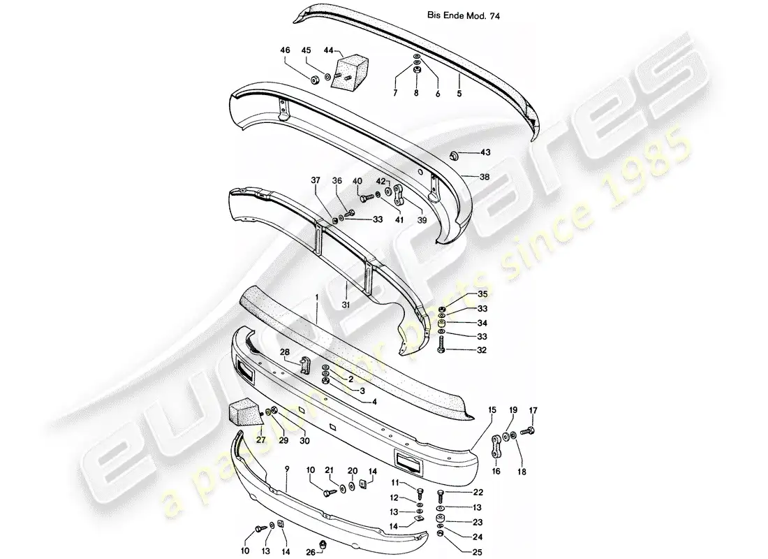 porsche 1972 (914) bumper - d >> - mj 1974 parts diagram