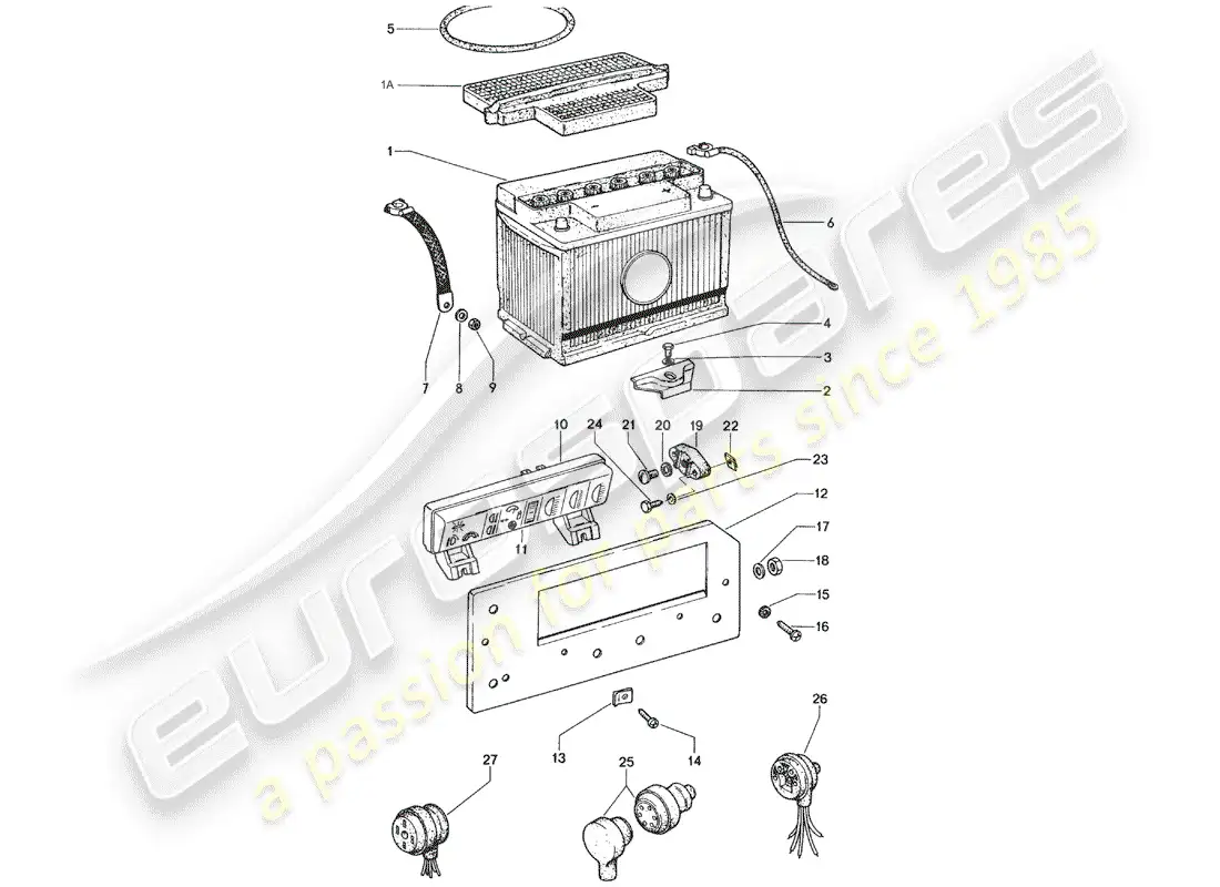 porsche 1972 (914) battery - fuse box parts diagram