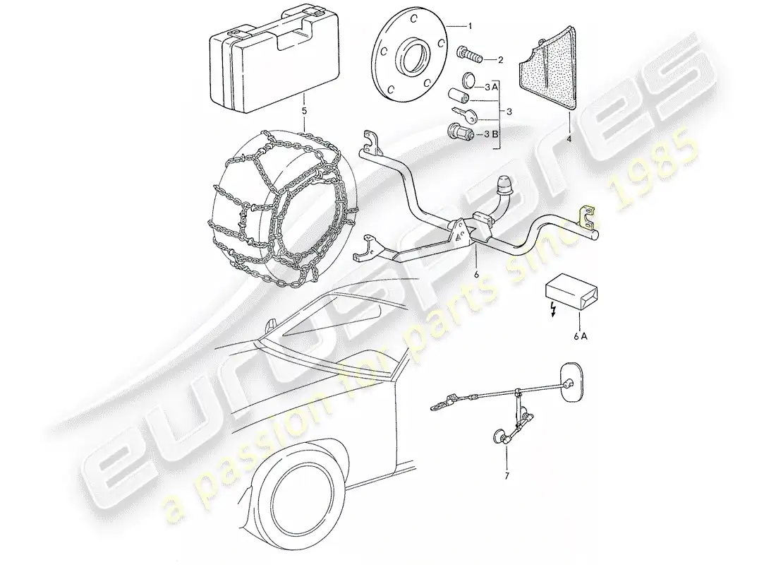 porsche 1990 (928) accessories parts diagram