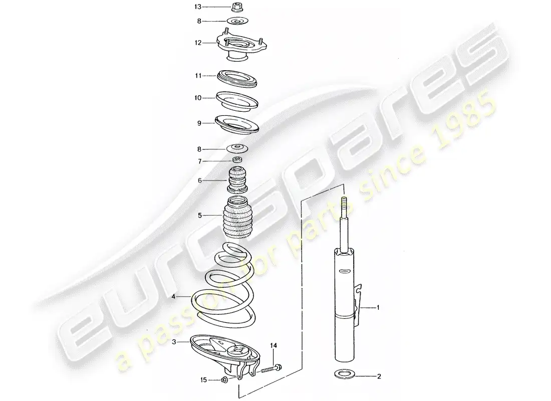 porsche 2003 (996 turbo / gt2) suspension - shock absorber strut parts diagram
