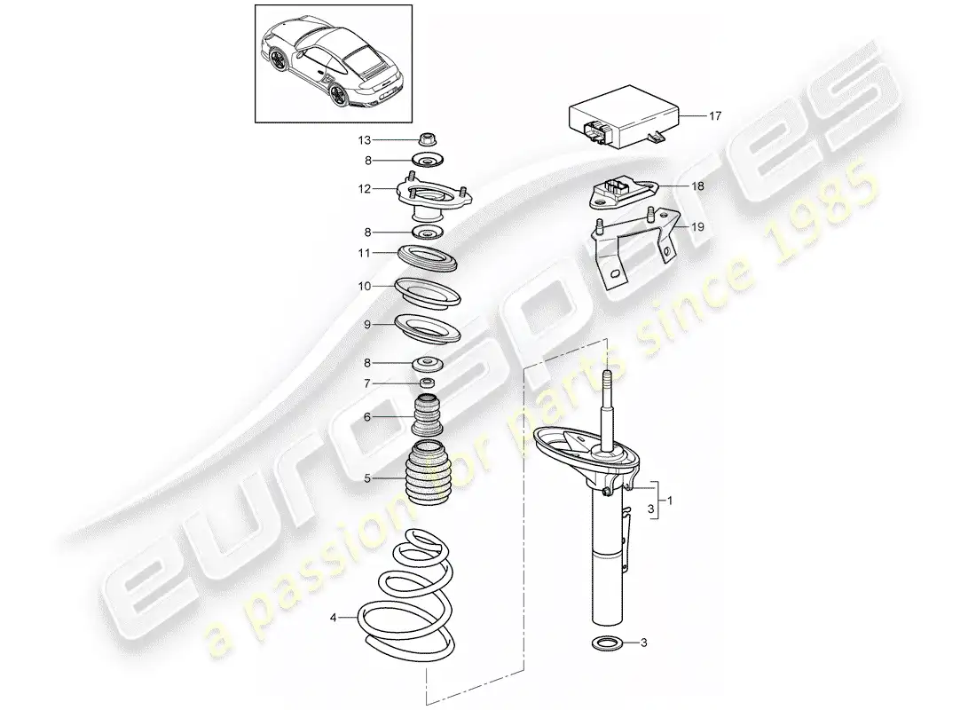 porsche 2012 (997-2 turbo / gt2 rs) suspension parts diagram