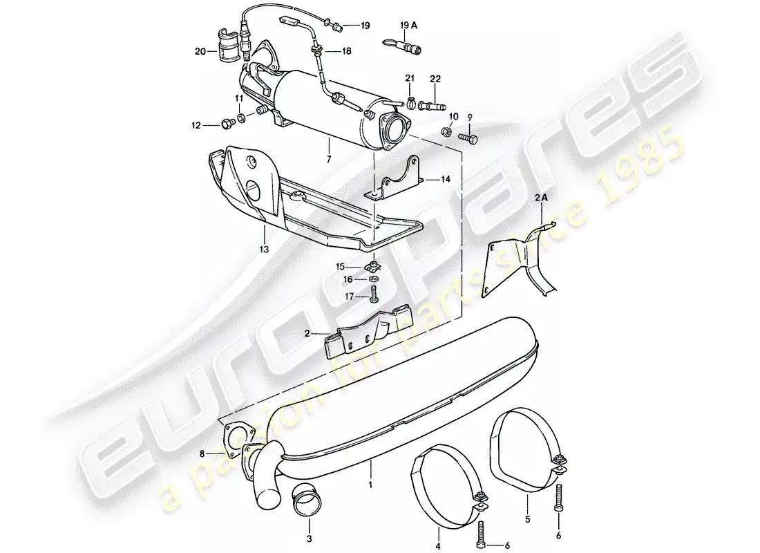 porsche 1985 (911) exhaust system parts diagram