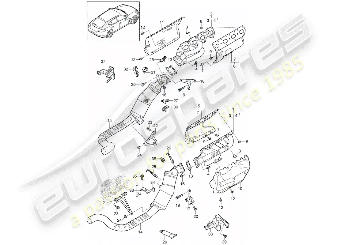 porsche 2015 (panamera 970) exhaust system parts diagram