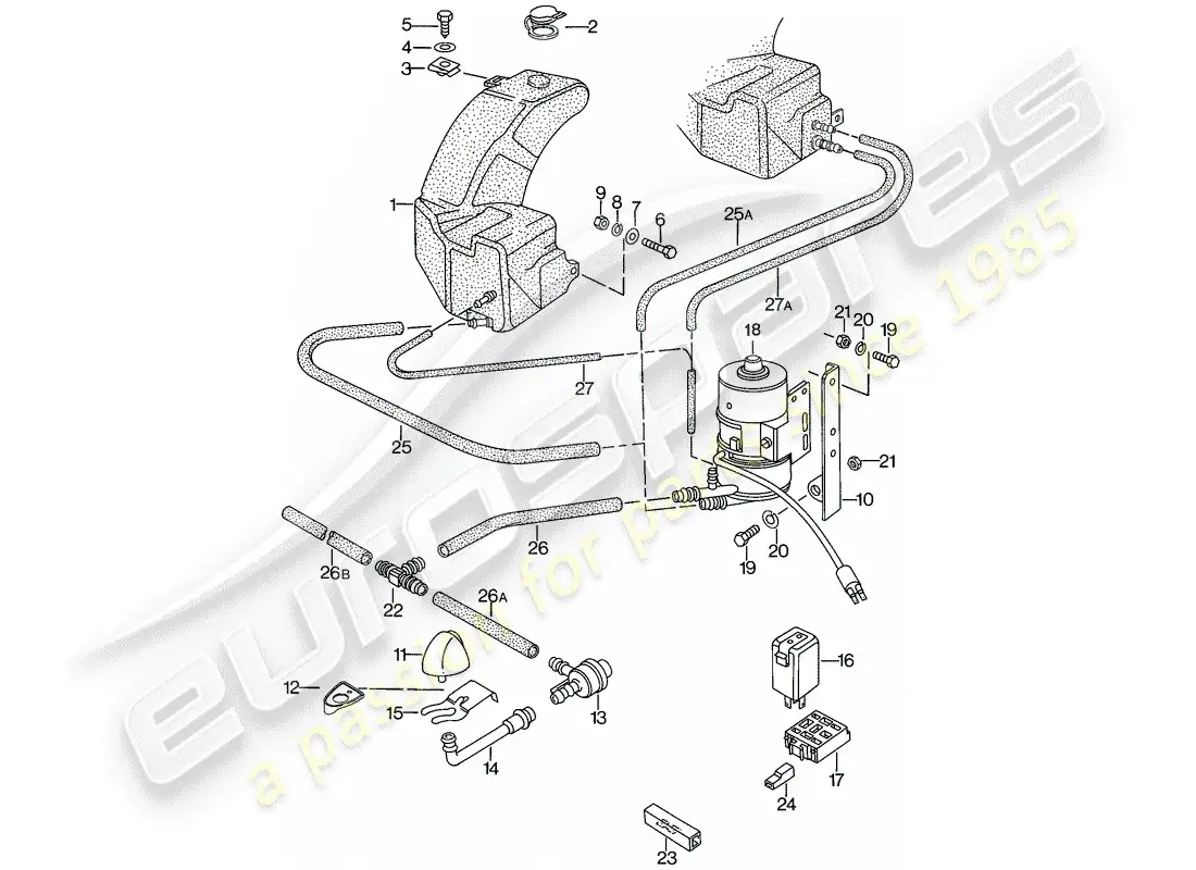 porsche 1977 (924) headlight washer system - d >> - mj 1978 parts diagram