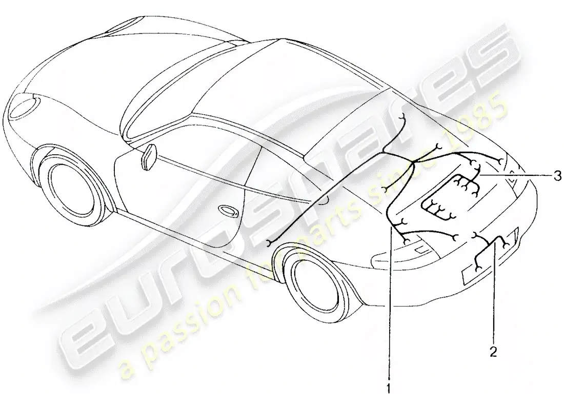 porsche 2002 (996) wiring harnesses - rear end - additional brake light - license plate light - engine - transmission - repair kit - anti-locking brake syst. -abs- - brake pad wear indicator - rear axle parts diagram
