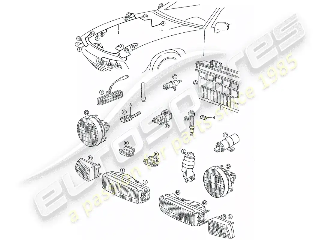 porsche 1990 (928) harness parts diagram