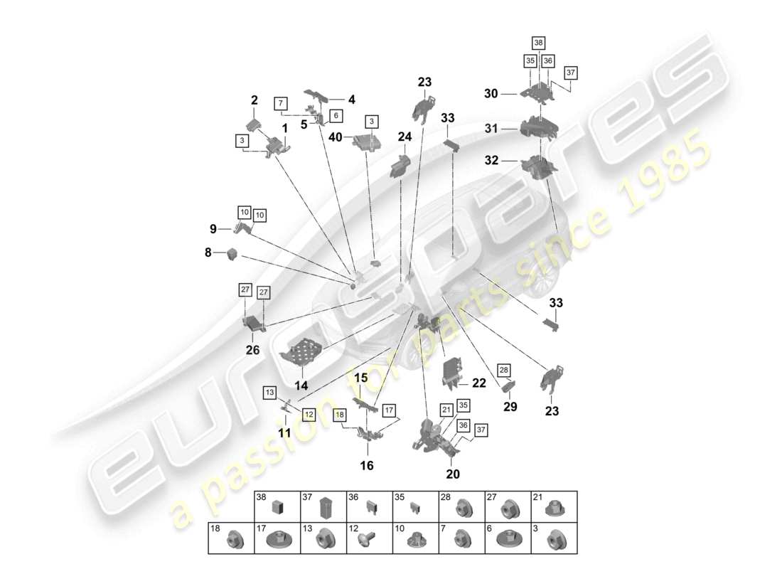 porsche 2024 (cayenne e3 9ya/9yb) central electrics fuse box part diagram
