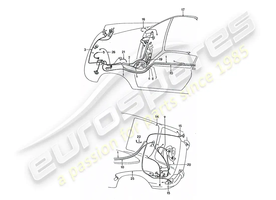 porsche 1977 (911 turbo) wiring harnesses parts diagram