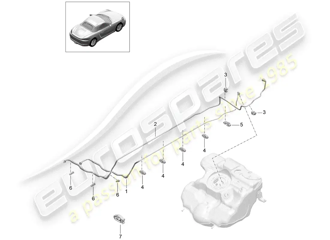 porsche 2017 (718 boxster) fuel line parts diagram