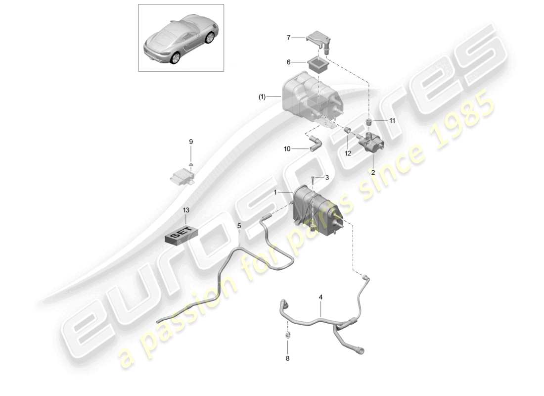 a part diagram from the porsche 2022 (718 cayman) parts catalogue