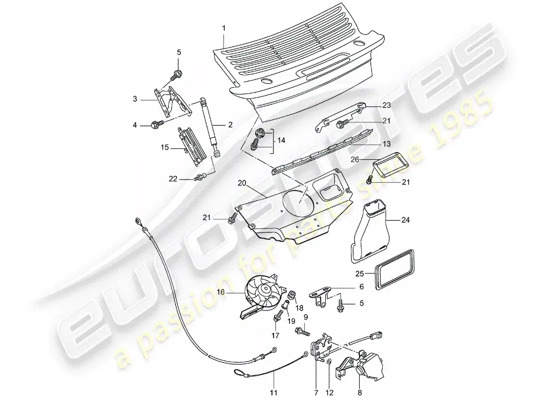 porsche 2001 (996 turbo / gt2) cover parts diagram