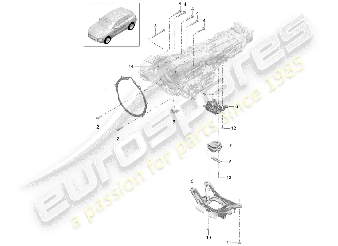 porsche 2018 (macan) mounting parts for engine and parts diagram