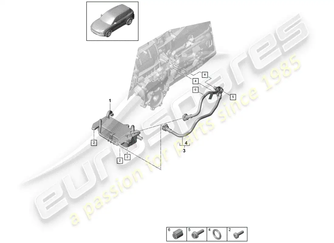 porsche 2020 (cayenne e3 9ya/9yb) 8-speed automatic gearbox parts diagram