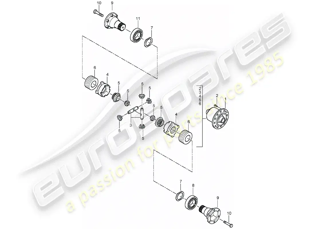 porsche 2005 (996 turbo / gt2) limited slip differential parts diagram