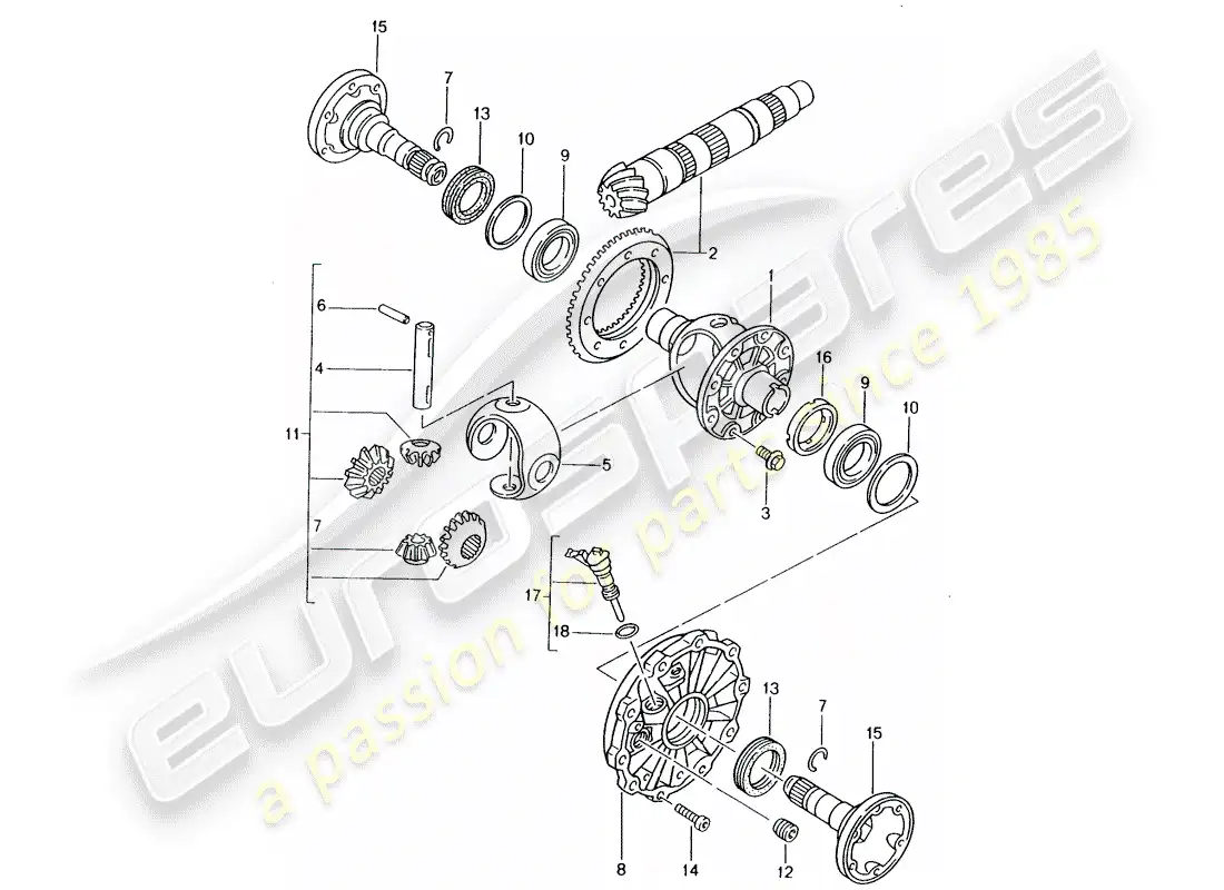porsche 1998 (986 boxster) differential parts diagram