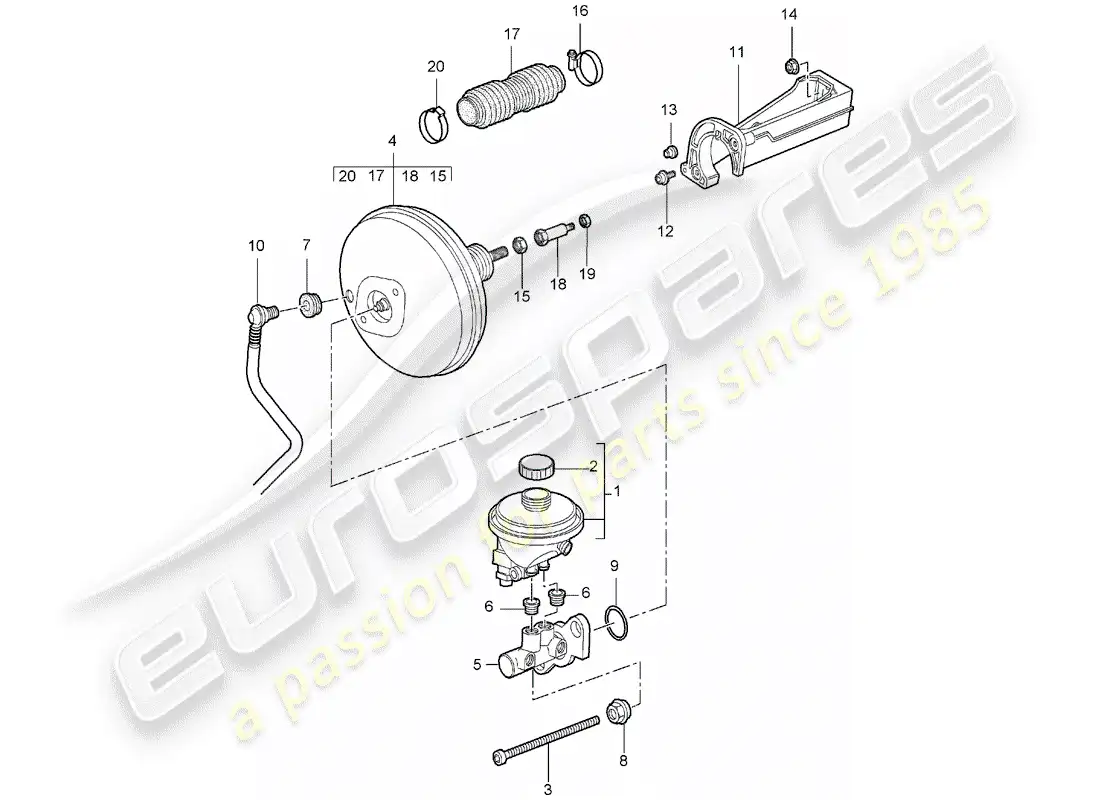 porsche 2005 (997-1) brake master cylinder parts diagram