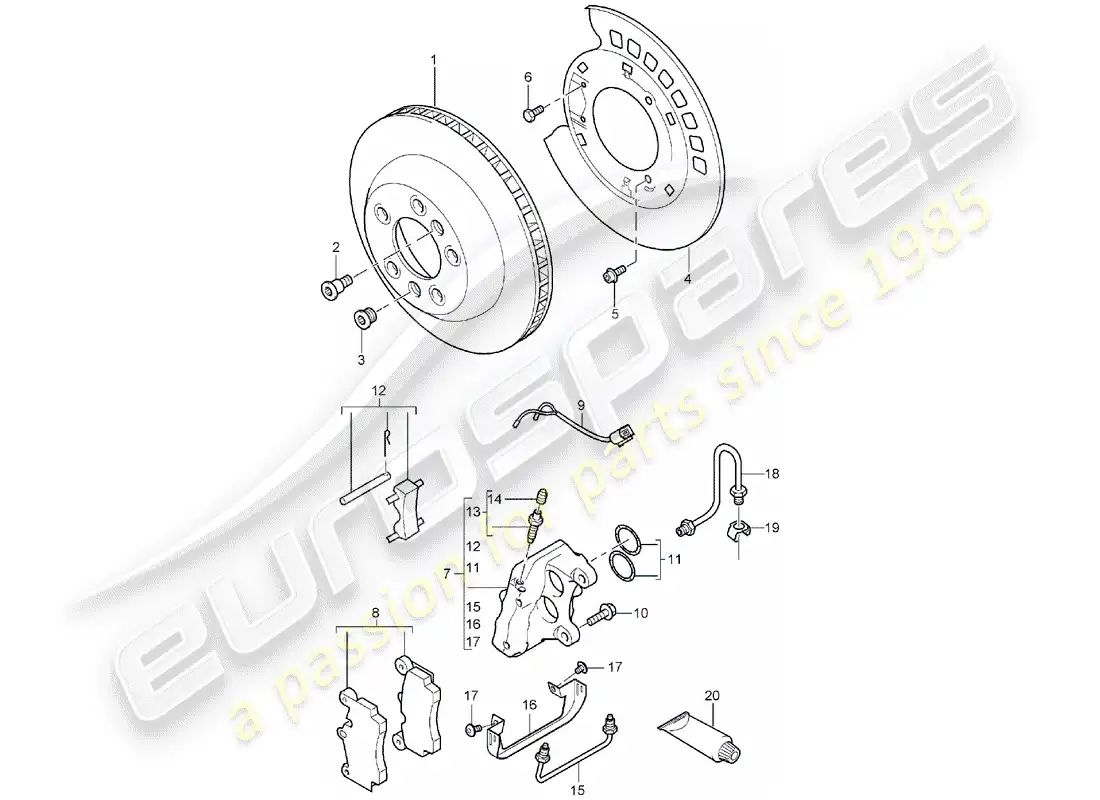 porsche 2005 (cayenne e1 9pa) disc brakes part diagram