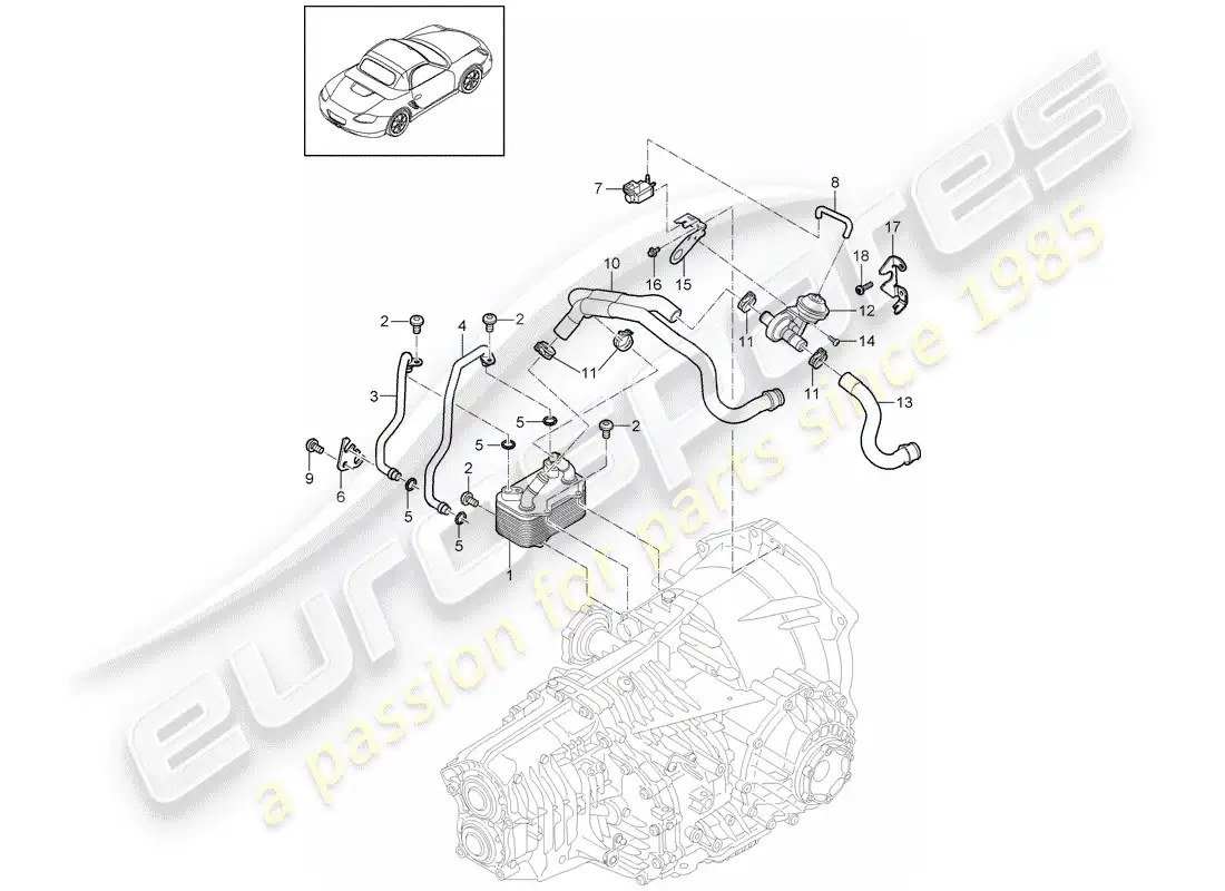 porsche 2010 (987 boxster) - pdk - parts diagram