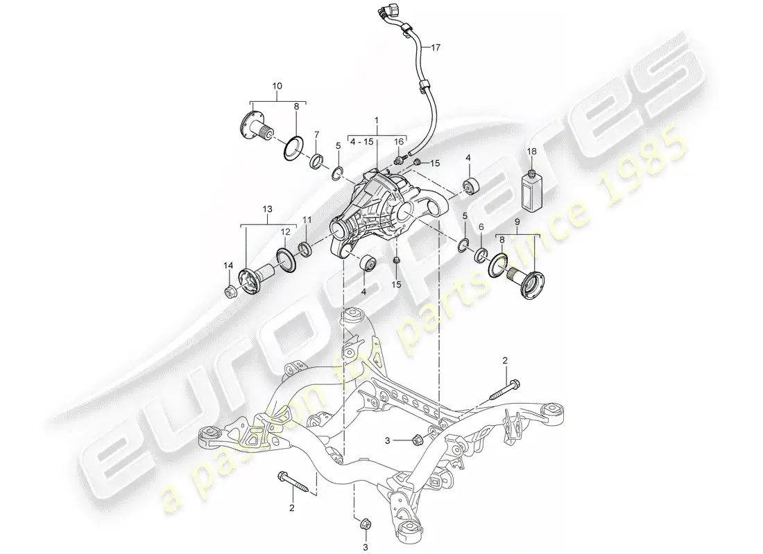 porsche 2007 (cayenne e1 9pa) rear axle differential parts diagram