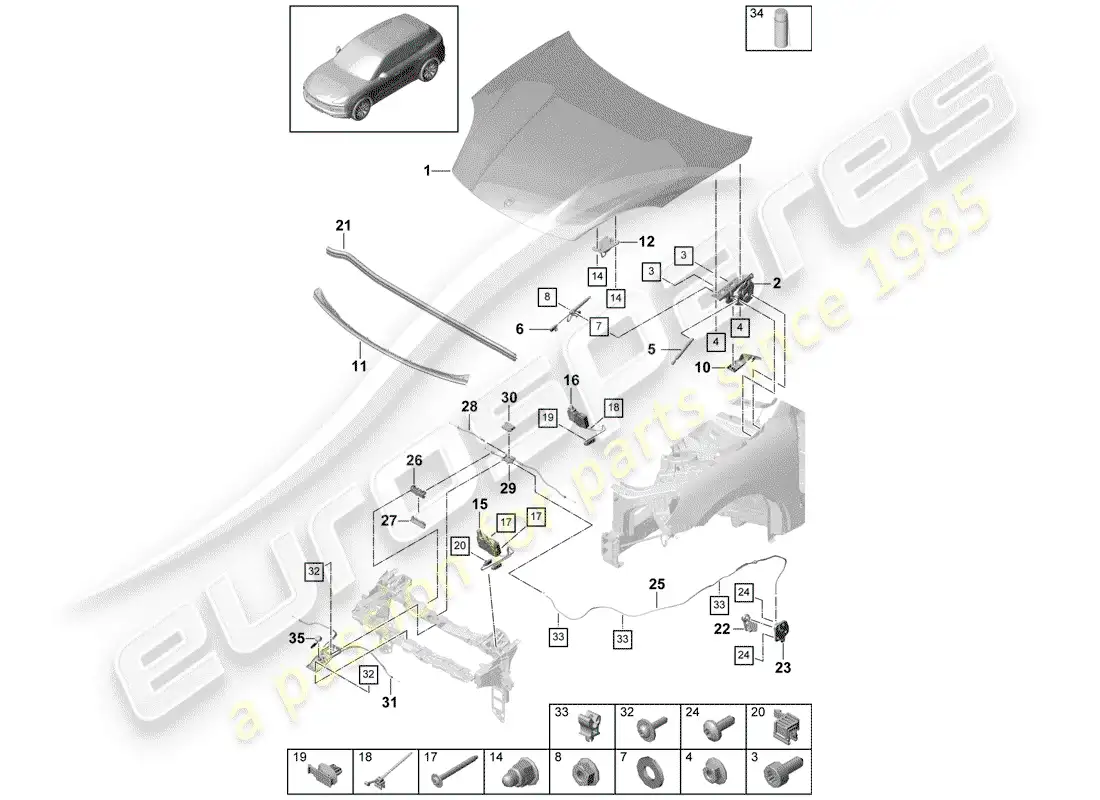 porsche 2020 (cayenne e3 9ya/9yb) cover part diagram
