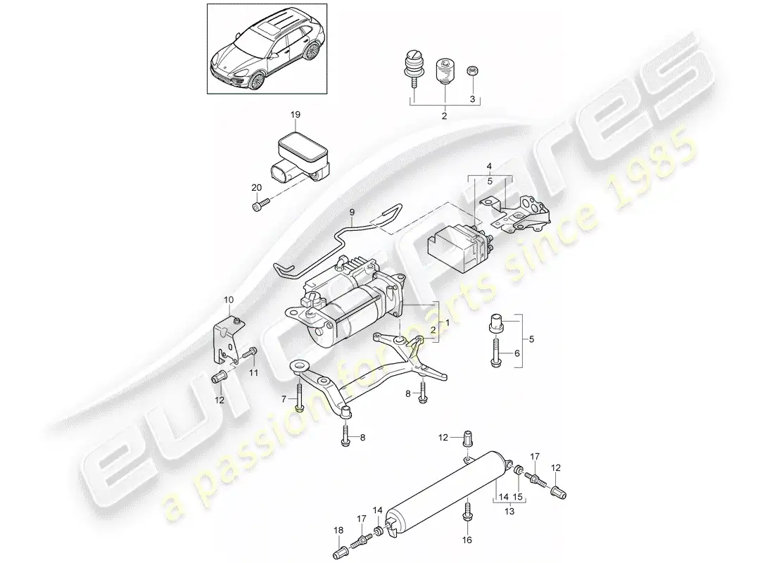 porsche 2014 (cayenne e2 92a) self levelling system part diagram