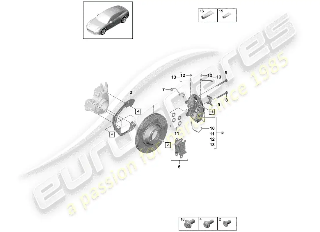 porsche 2017 (panamera 971-1) disc brakes part diagram