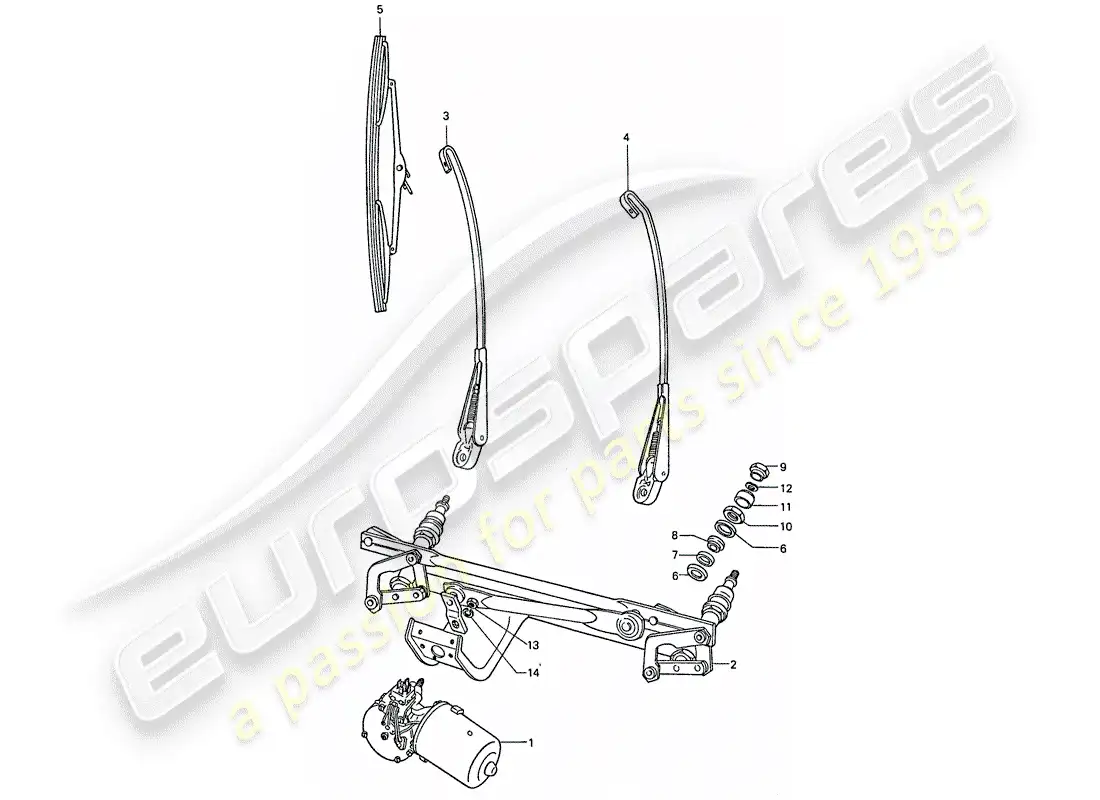 porsche 1977 (911) windscreen wiper system parts diagram