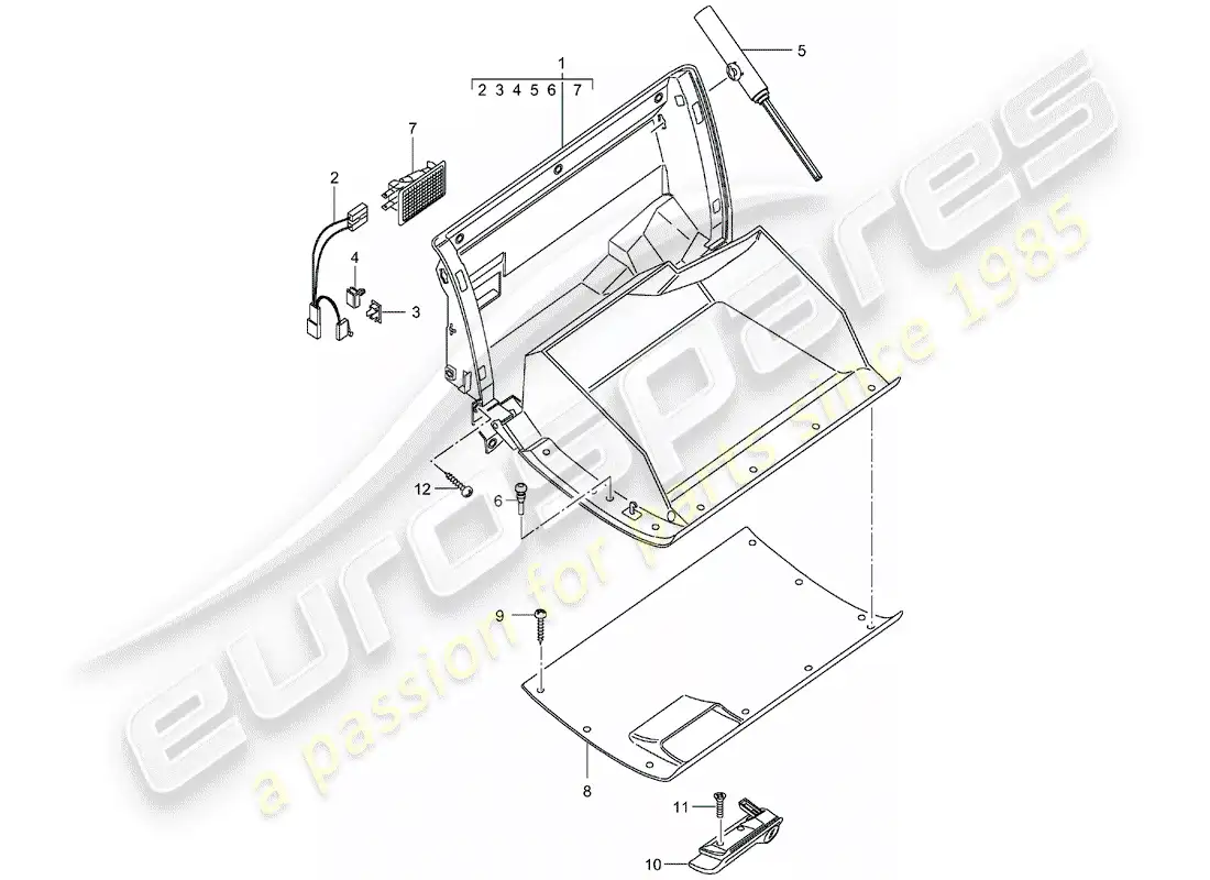 porsche 2004 (996 gt3) glove box - d - mj 2002>> parts diagram