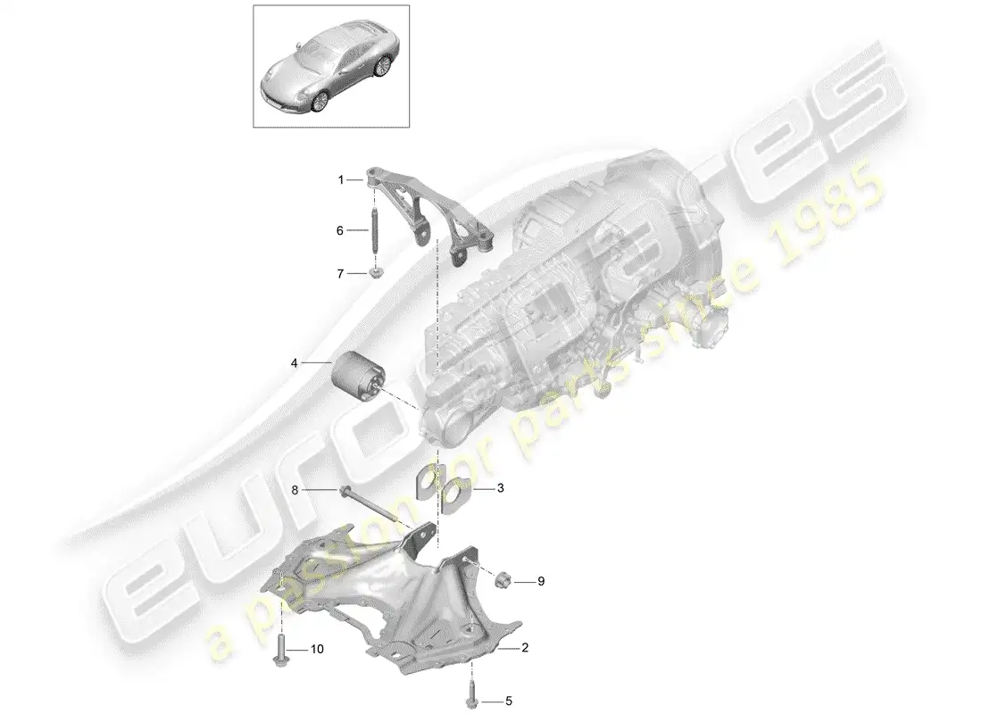 porsche 2017 (991-2) sub frame parts diagram