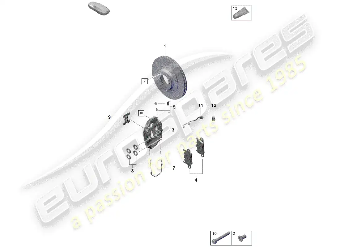 porsche 2019 (718 boxster spyder) disc brakes parts diagram