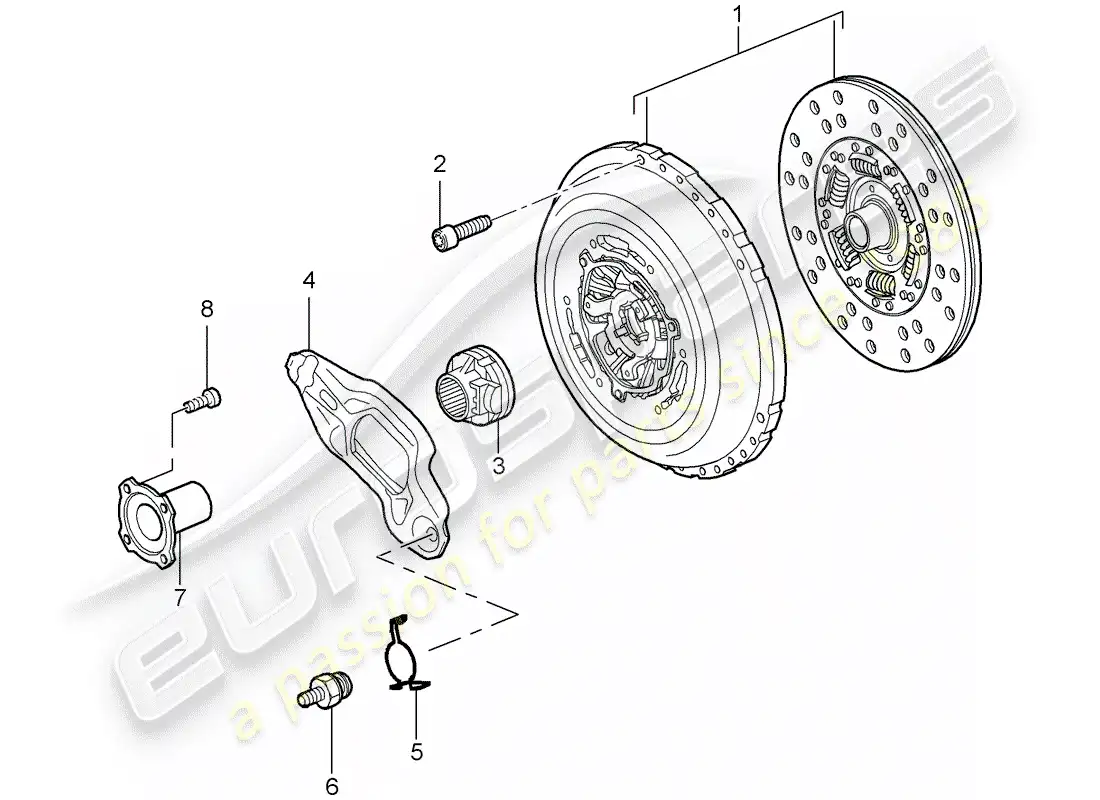 porsche 2007 (cayenne e1 9pa) clutch parts diagram
