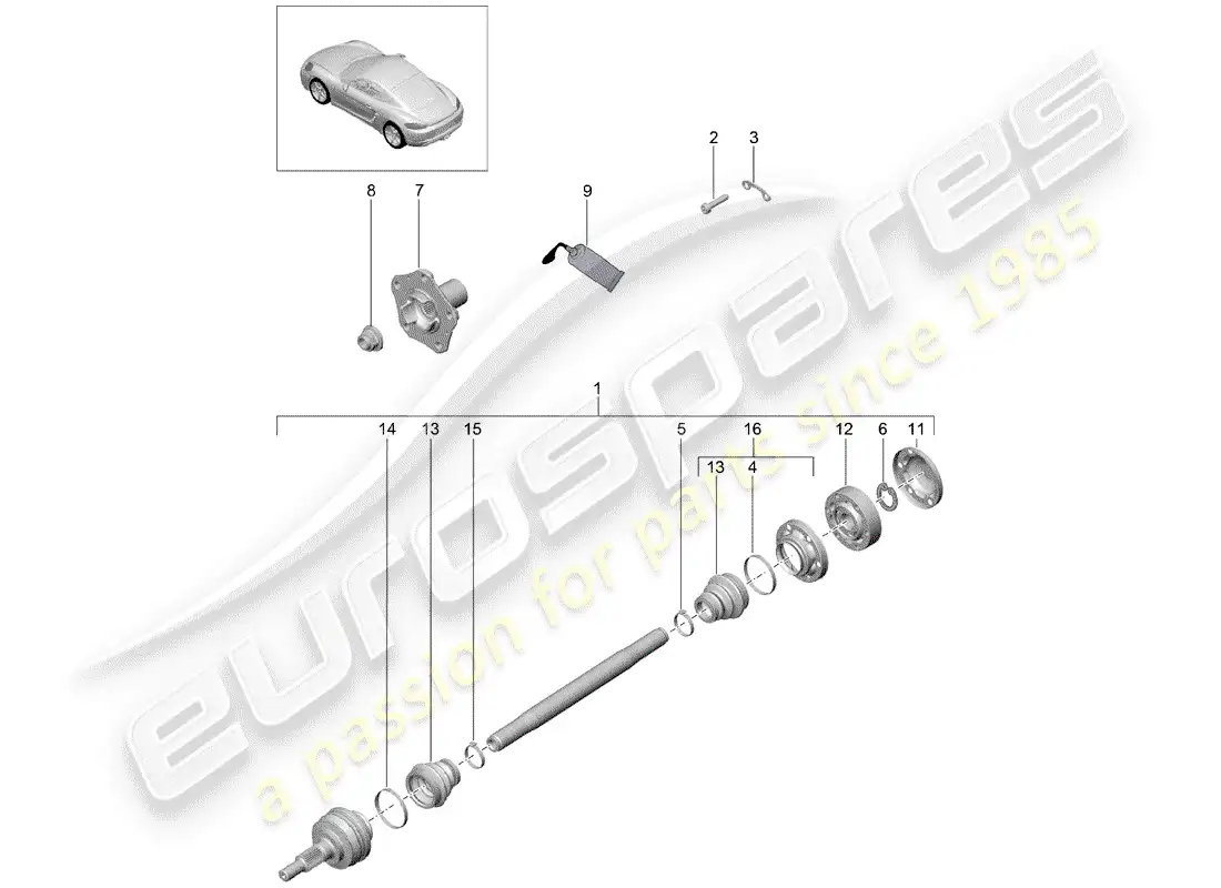 porsche 2020 (718 cayman) drive shaft parts diagram