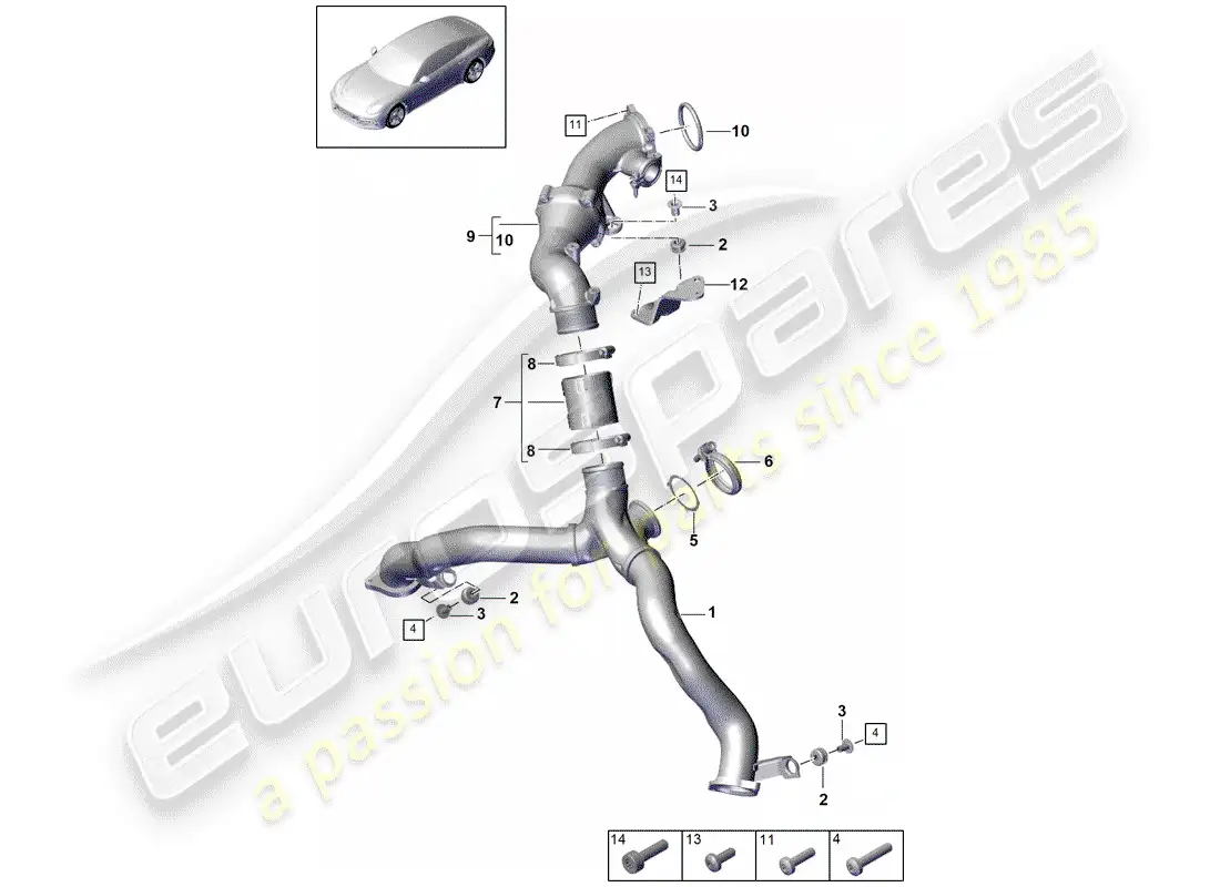 porsche 2020 (panamera 971-1) charge air cooler parts diagram